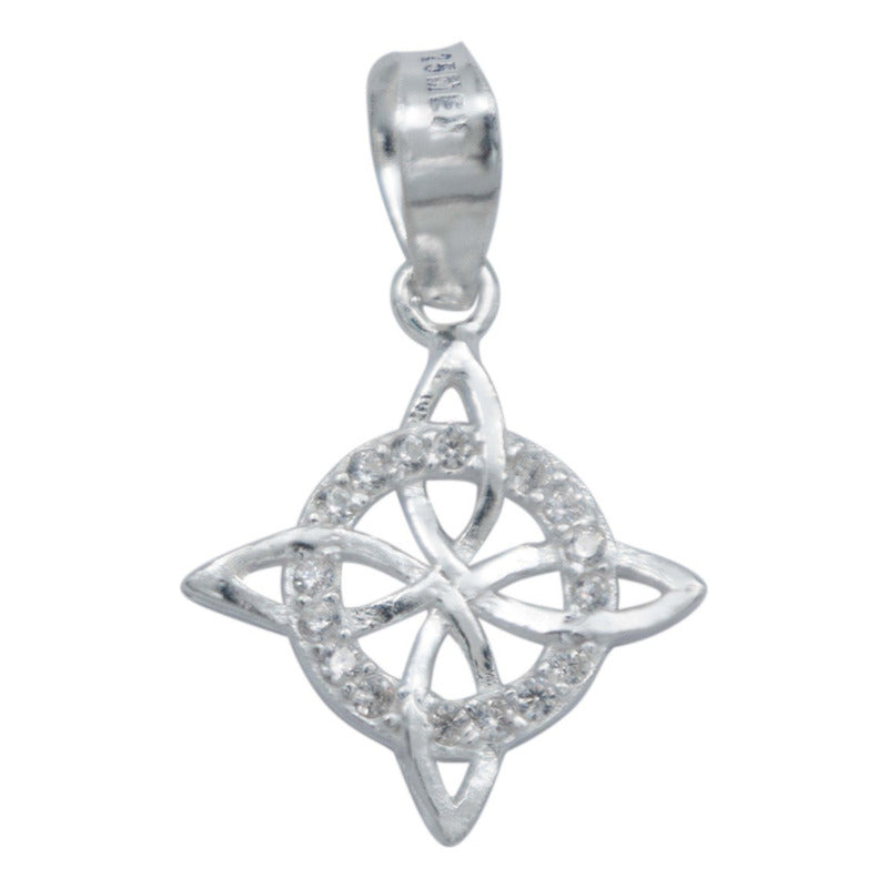 Dije Mini Nudo De Bruja Zirconias Plano Con Cadena Plata 925