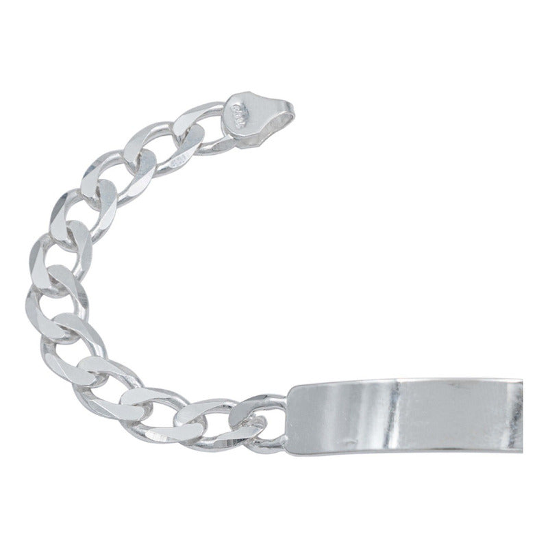 Pulsera Esclava Cubana Barbada Gruesa Hombre Plata 925 8 Mm