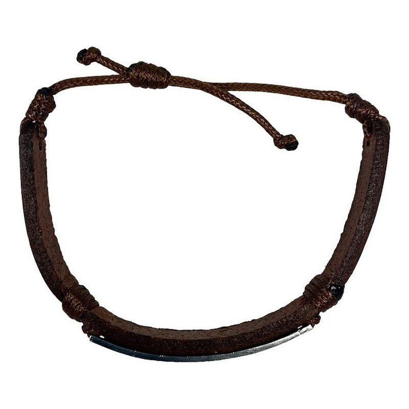 Pulsera Ajustable Unisex De Cuero Con Zirconias En Plata 925