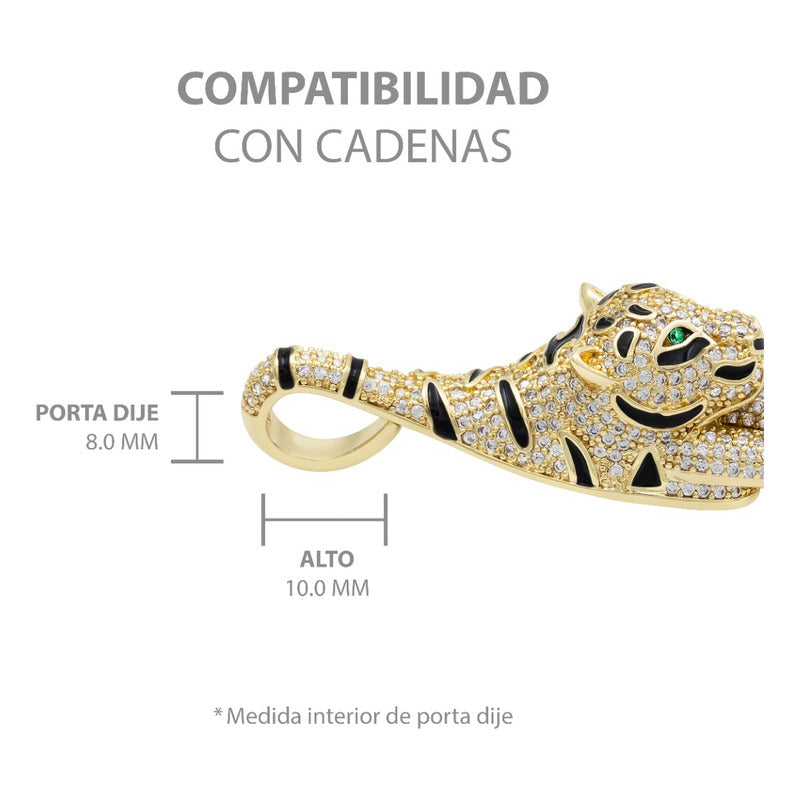 Joyaris Dije Tigre Dorado Mujer Zirconias Lujo 58mm Dorado