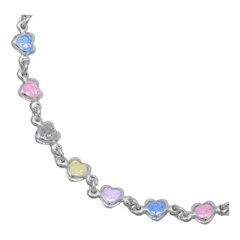 Pulsera Corazones Zirconias Amor Mujer Regalo Plata 925