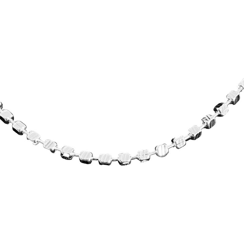 Collar Gargantilla Italiana De Cuadros S925 40 Cm X 2 Mm