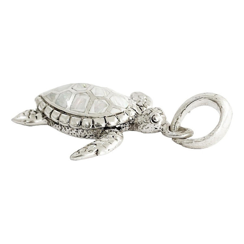 Dije Tortuga Con Piedra Natural Tallada De Plata Solida 925