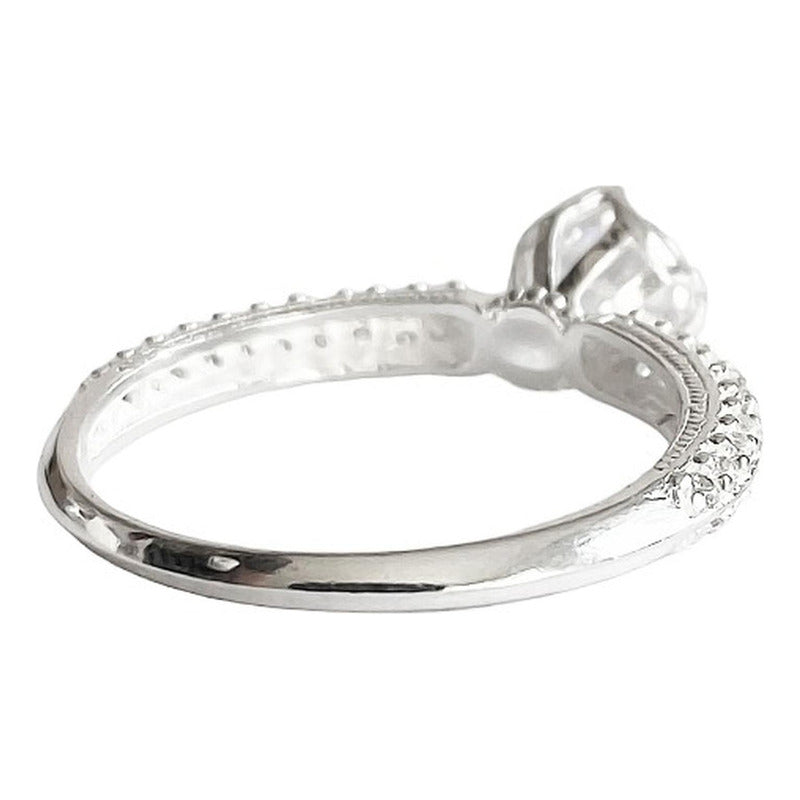 Anillo Compromiso Promesa Boda Corona Deslumbrante Plata 925