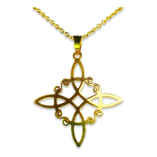 Dije Nudo De Bruja Celta Acero Inoxidable + Cadena Plateada