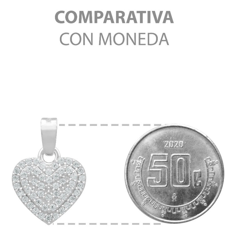 Dije Corazón Zirconia Mujer Amor Mamá Regalo Plata 925 1.7cm