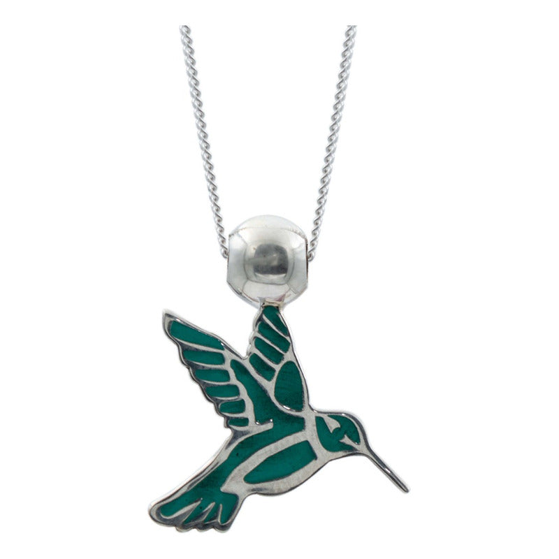 Collar Ajustable Colibri Esmaltado Mujer Regalo Plata 925