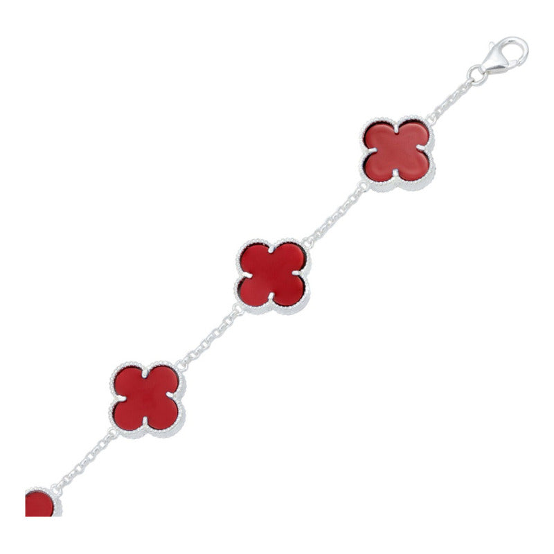 Pulsera Trebol Esmaltado Regalo Hombre Mujer Plata 925