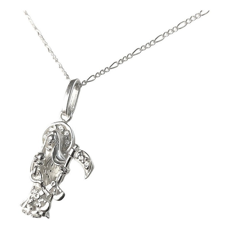 Dijes Santa Muerte En Plata Solida 925 + Cadena Plata S925