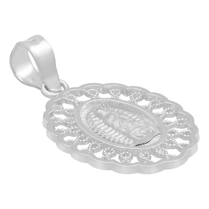 Dije Medalla Virgencita Guadalupe Grecas Infinito Plata 925 Plateado