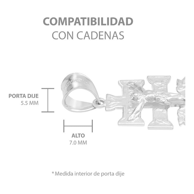 Dije Cruz Caravaca Troquelada Cristo Angeles Plata 925 3.5cm Plateado