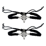 Pack 2 Piezas Pulseras Nudo De Bruja Artesanal Tejido Hilo Negro 1 Cm 1 Cm