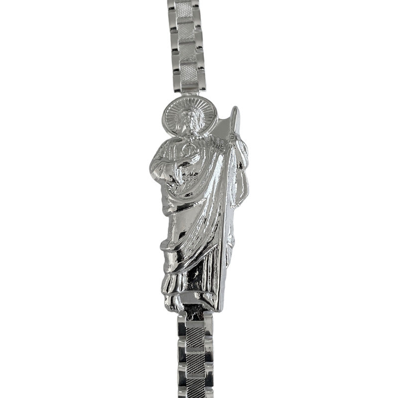 Pulsera Rolo San Judas Tadeo Esclava Plata Solida Ley S925