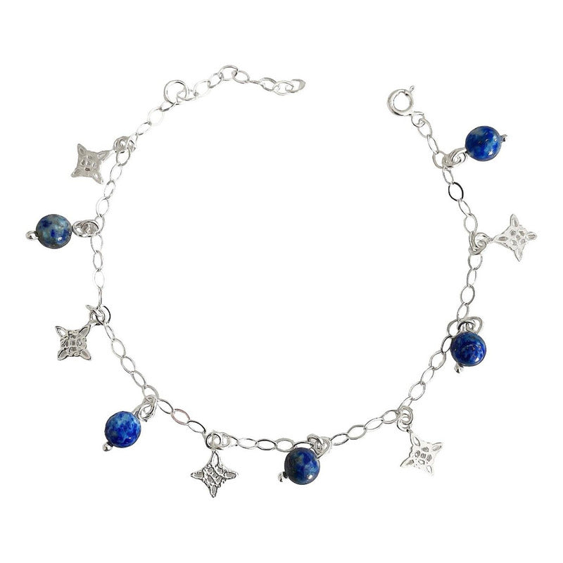 Pulsera Ajustable Nudo De Bruja Cuarzos Naturales Plata 925