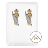 Arete Broquel Grande San Judas Mujer Regalo Oro 10k