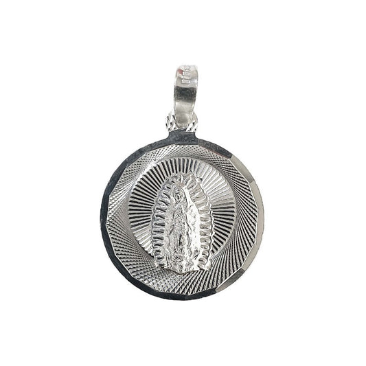 Medalla Diamantada Chic Torso Virgen Guadalupe Plata Ley 925 Plateado Chica
