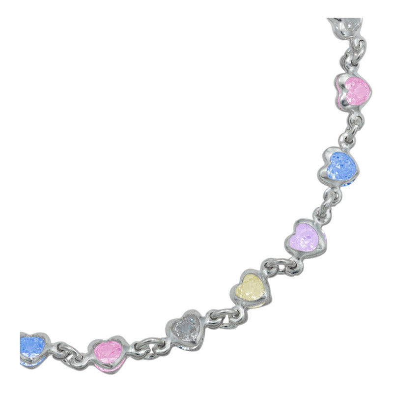 Pulsera Corazones Zirconias Amor Mujer Regalo Plata 925