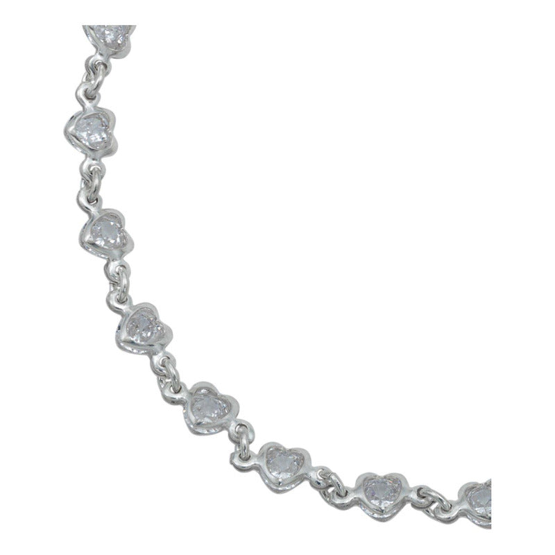 Pulsera Corazones Zirconias Amor Mujer Regalo Plata 925