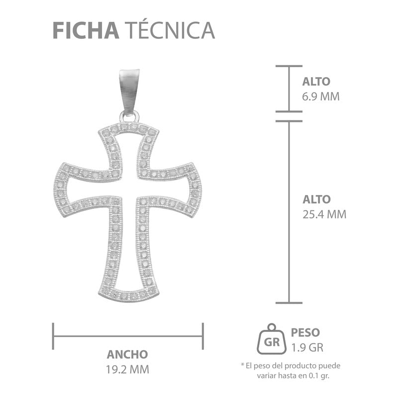 Dije Cruz Contorno Zirconias Hombre Mujer Regalo Plata 925 Blanco
