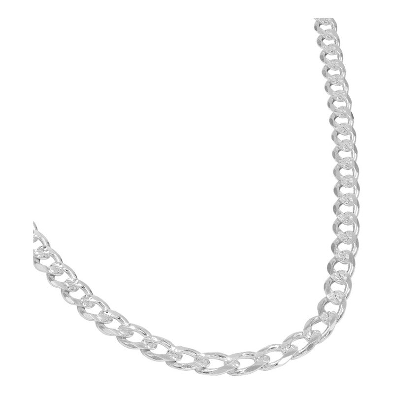 Cadena Cubana Diamantada Barbada Hombre Plata925 60cm X 7mm Plateado