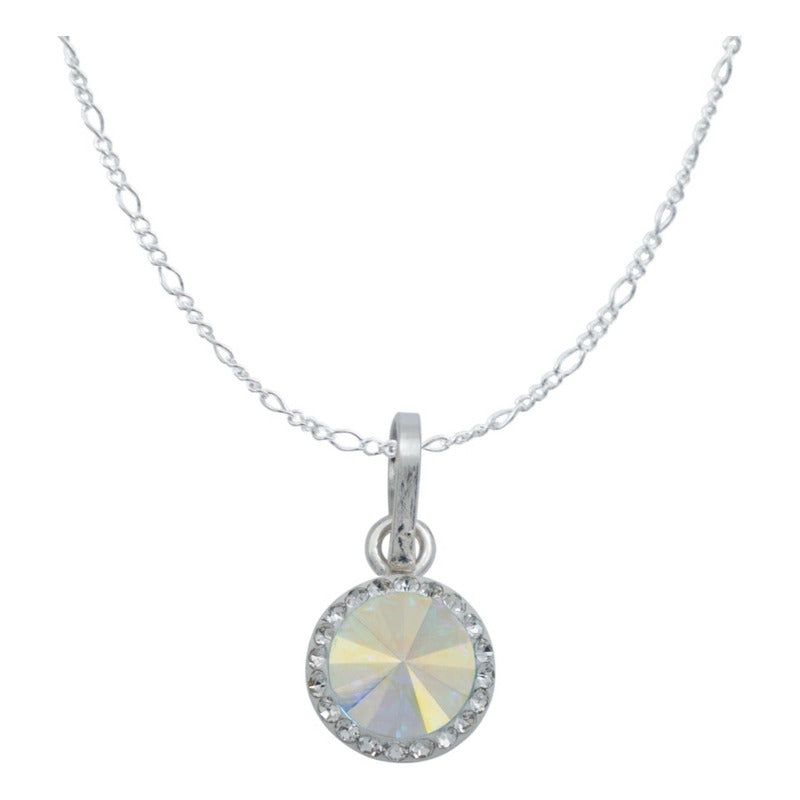 Juego De Cristal Dije Aretes Cadena Mujer Regalo Plata 925