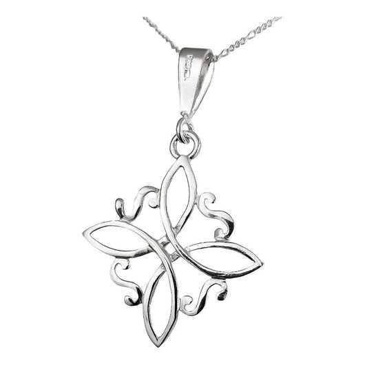 Collar Cadena Fígaro 3x1 Dije Nudo De Bruja Grande Plata 925 Plateado