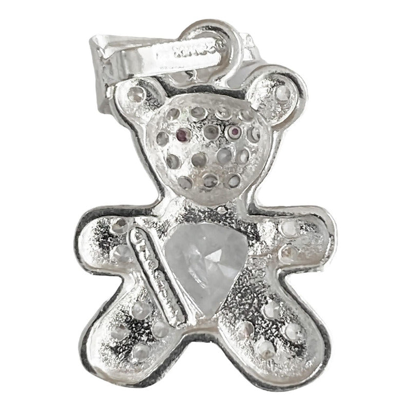 Dije Osito Corazón Amor Zirconias Regalo Plata Ley 925