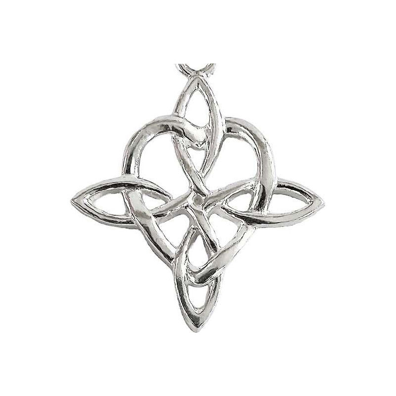 Dije Grande Nudo De Bruja Celta Corazon Liso Plata Ley 925