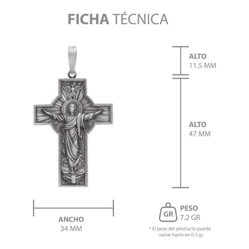 Dije Cruz Grande Cristo Espiritu Santo Plata Antigua 925 Plateado