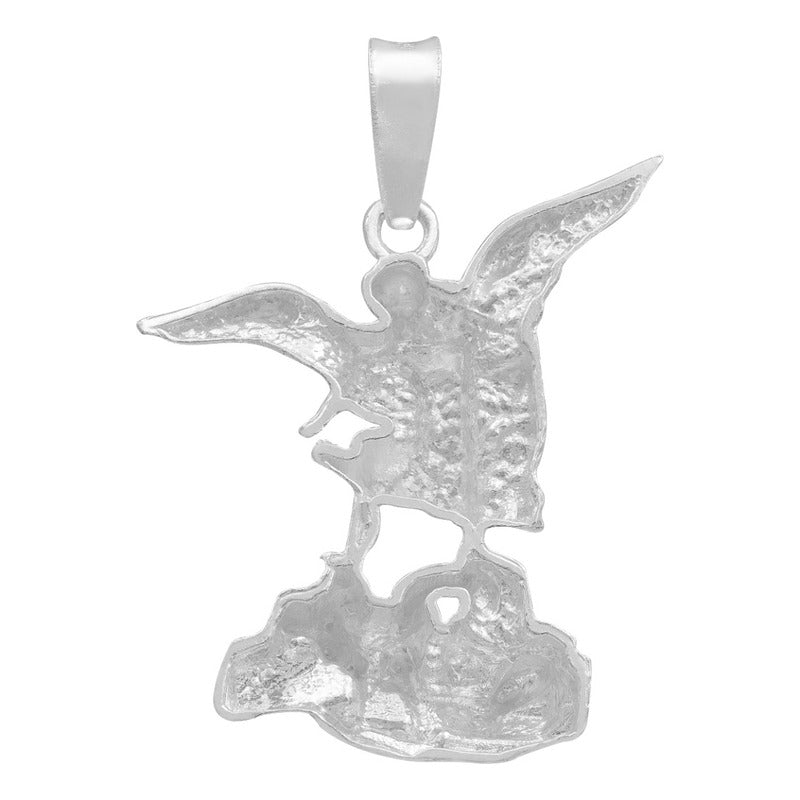 Dije San Miguel Arcangel Liso Regalo Plata 925 2.8 Cm Plateado