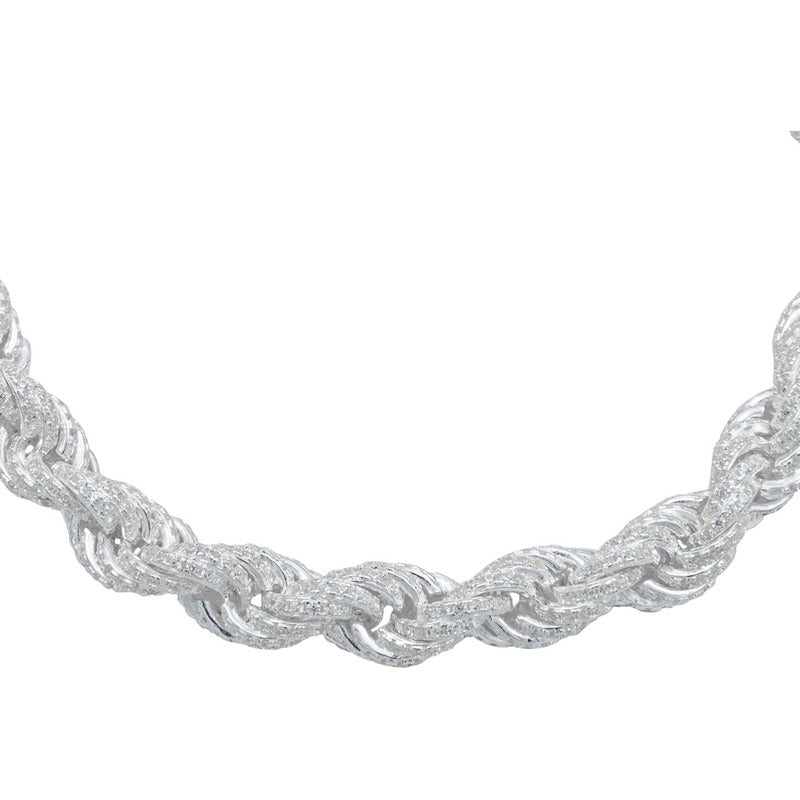 Pulsera Torzal Zirconias Hiphop Hombre Plata 925 8 Mm