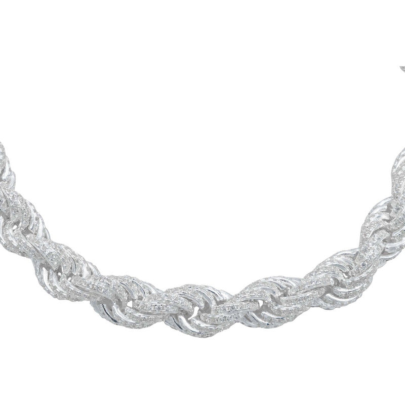 Pulsera Torzal Zirconias Hiphop Hombre Plata 925 1.2 Cm