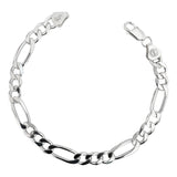 Esclava Pulsera Fígaro 3x1 Caballero Hombre Plata .925 6 Mm
