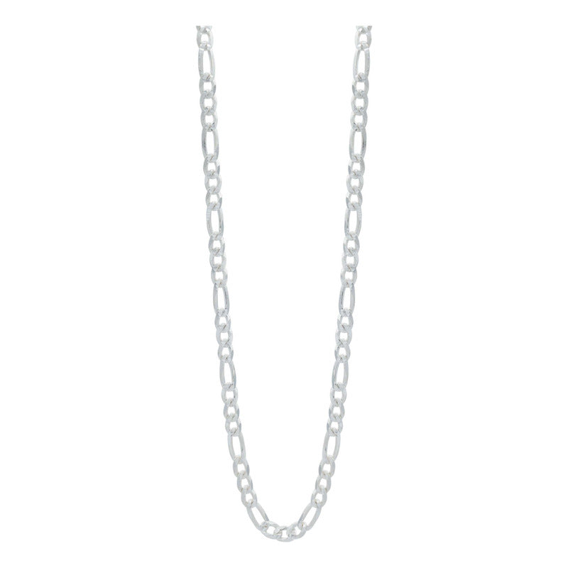Cadena De Plata 925 Diamantada Hombre Fígaro 55 Cm X 6 Mm