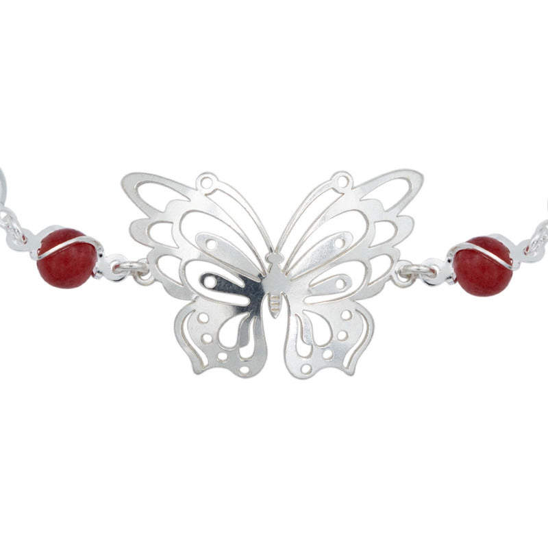 Pulsera Mariposa Primavera Piedra Natural Mujer Plata 925