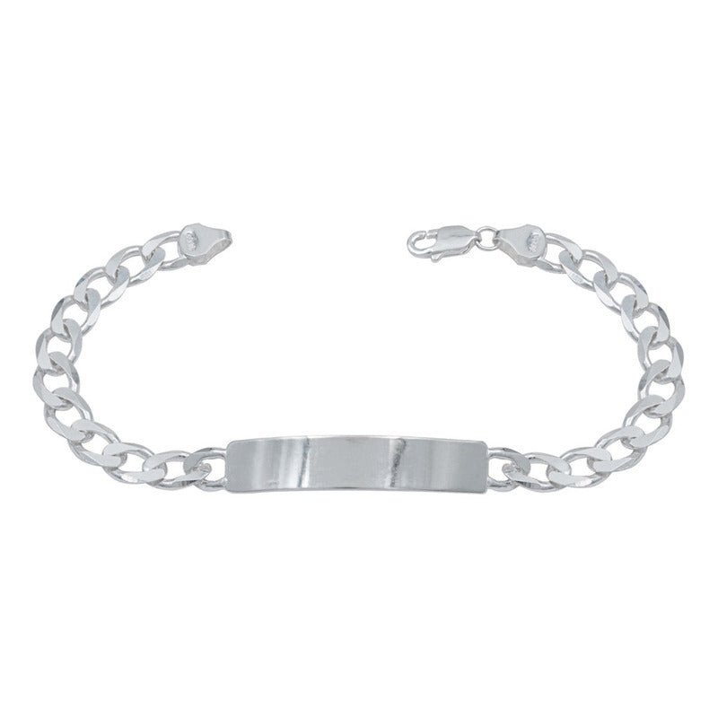 Pulsera Esclava Cubana Barbada Gruesa Hombre Plata 925 8 Mm
