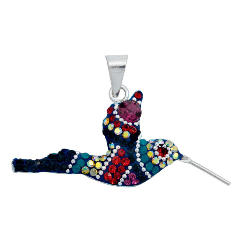 Colibri Dije Aretes Cadena Piedras Conjunto Chico Plata 925