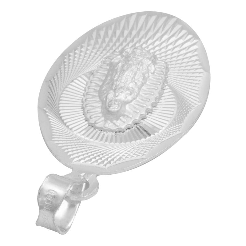 Dije Ovalada Diamantada Virgen Guadalupe Plata 925 1.7 Cm