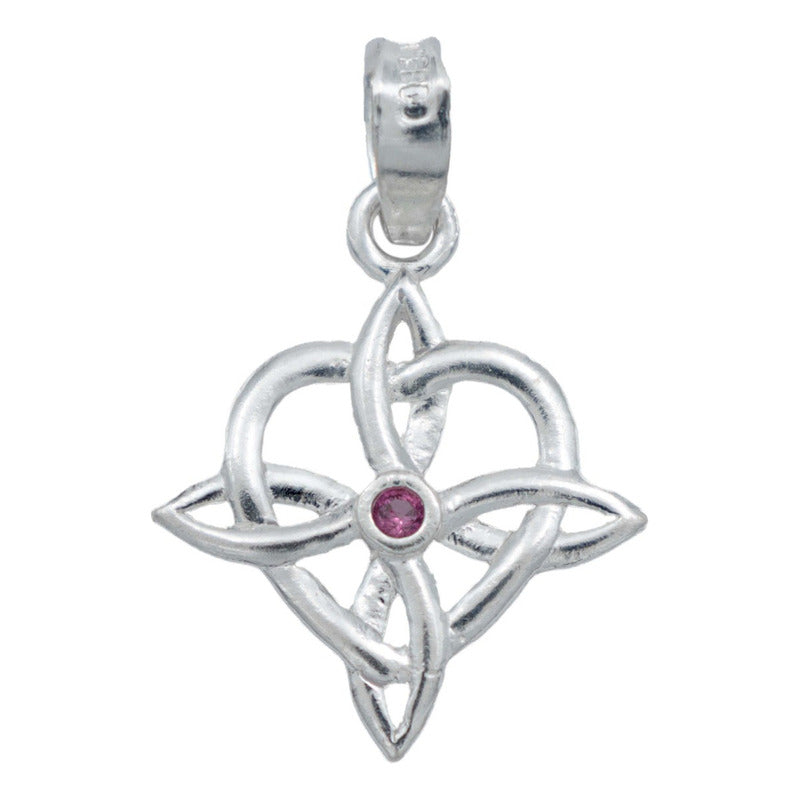 Dije Nudo De Bruja Corazón Zirconia Centro Cadena Plata 925