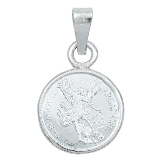 Dije Medalla San Miguel Arcangel Chica En Plata Pura Ley 999 Plateado