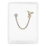 Arete Broquel Colibri Zirconia Cadena Mujer Amor Oro 10k