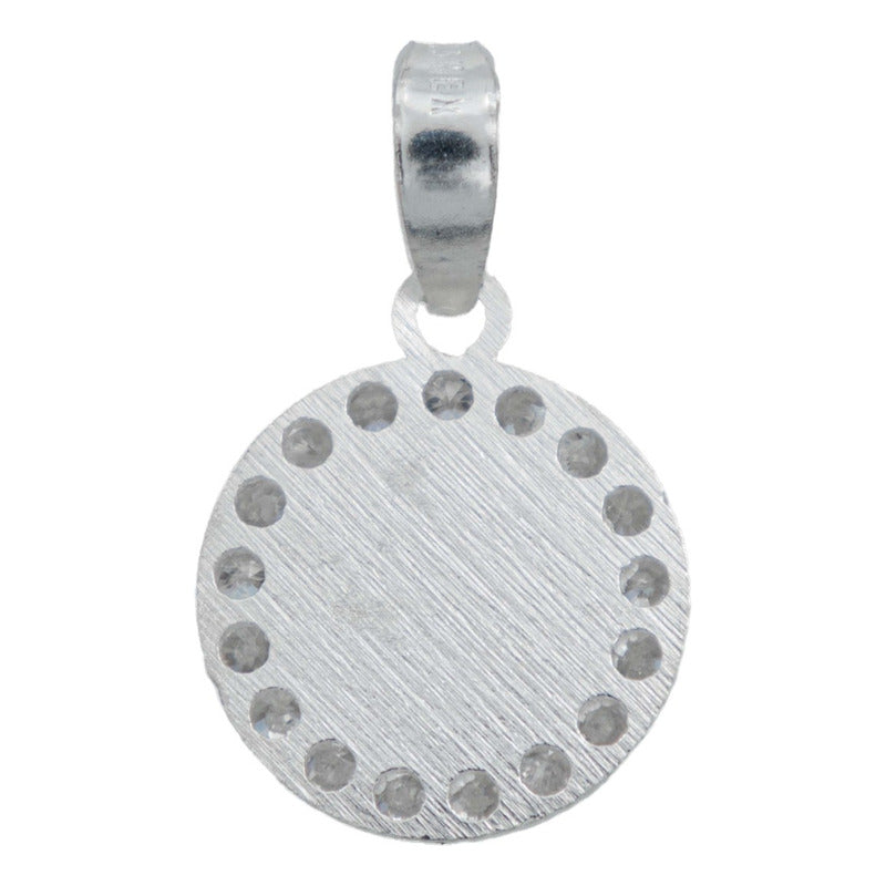 Dije Medalla Diamantada San Judas Zirconias Plata 925 1.2 Cm