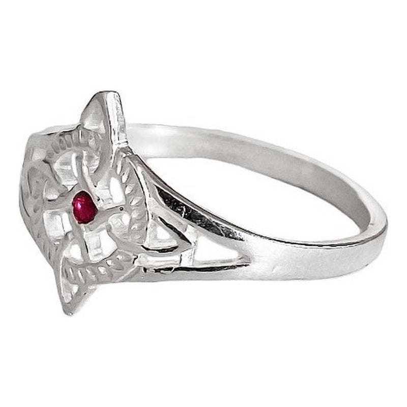Anillo Nudo De Bruja Con Zirconia De Color Plata Solida 925