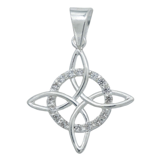 Minidije Nudo Bruja Celta Artesanal Zirconia Mujer Plata 925 Blanco