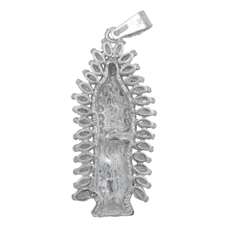 Dije Mediano Virgen De Guadalupe Zirconia Baguette Plata 925