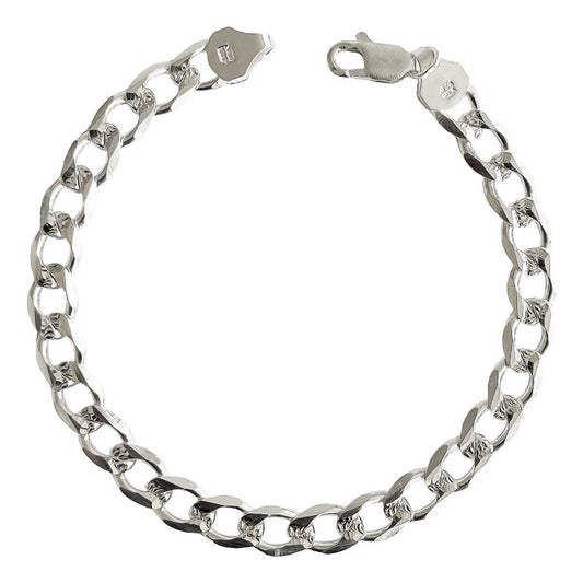 Esclava Hombre Pulsera Cubana Diamantada Plata Ley 925 7 Mm Plateado 7 Cm 18 Cm