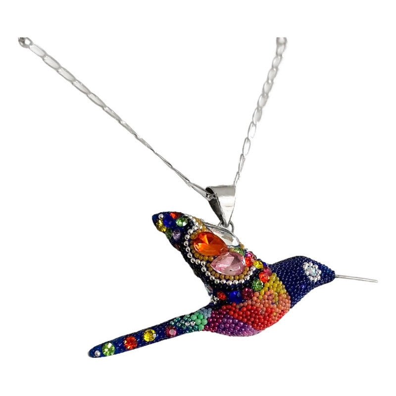 Collar Aretes Colibrí Artesanal Zirconias Plata Ley 925