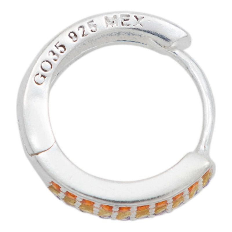 Arracadas Huggies Medianas 30 Zirconias Mujer Plata 925