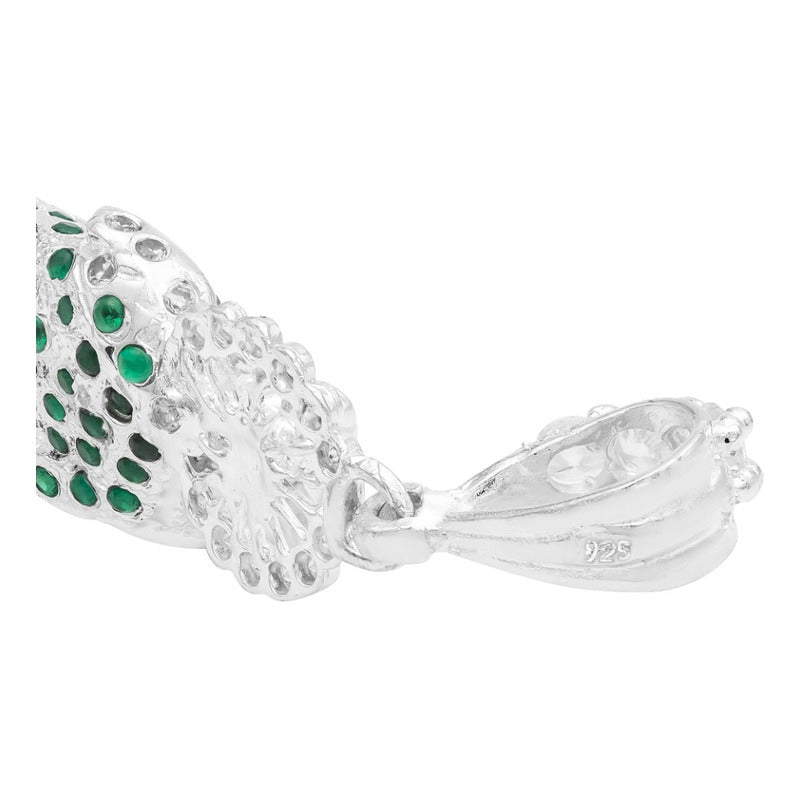 Dije 3d Medalla San Judas Tadeo Mediano Zirconias Plata 925 Verde