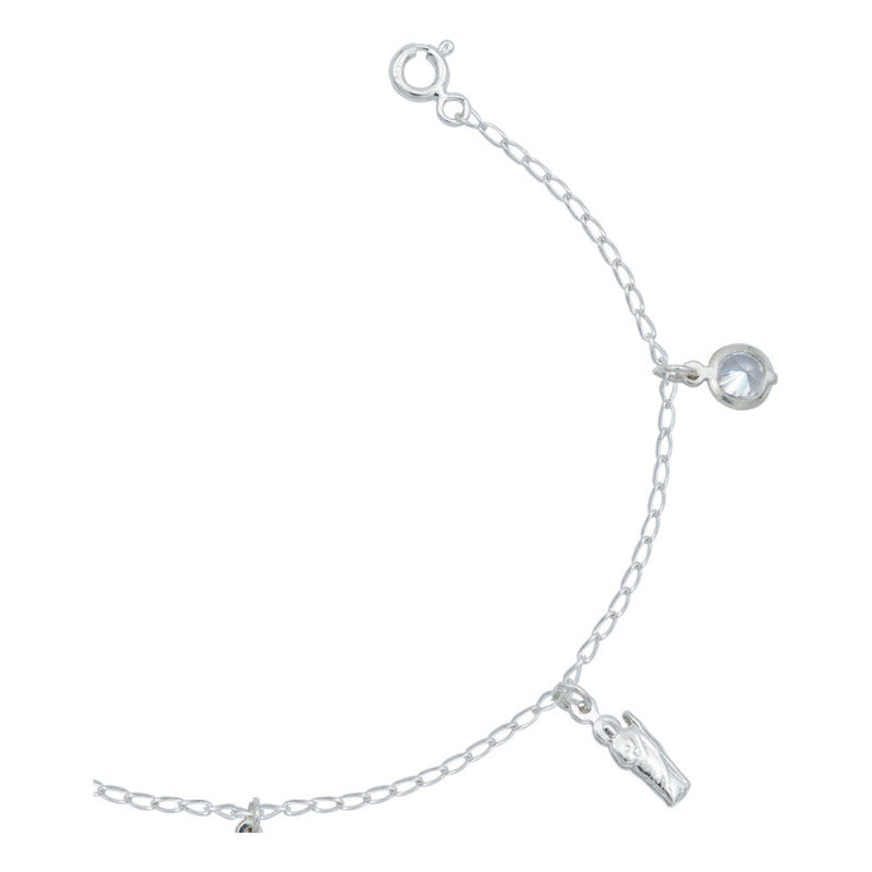 Pulsera San Judas Tadeo Colgante Zirconias Plata 925 Blanco Verde 6 Cm 18 Cm